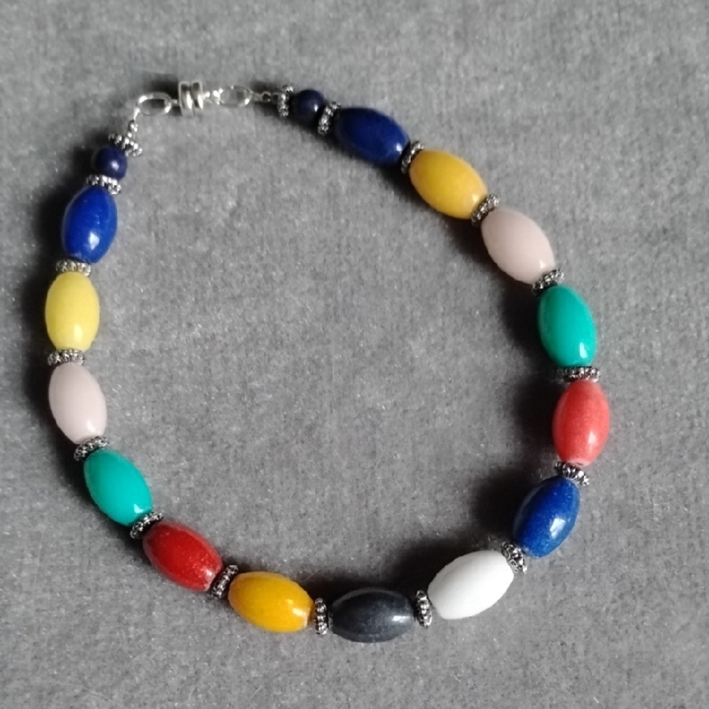 Hand Crafted Multicolor Beaded Calcite Bracelet